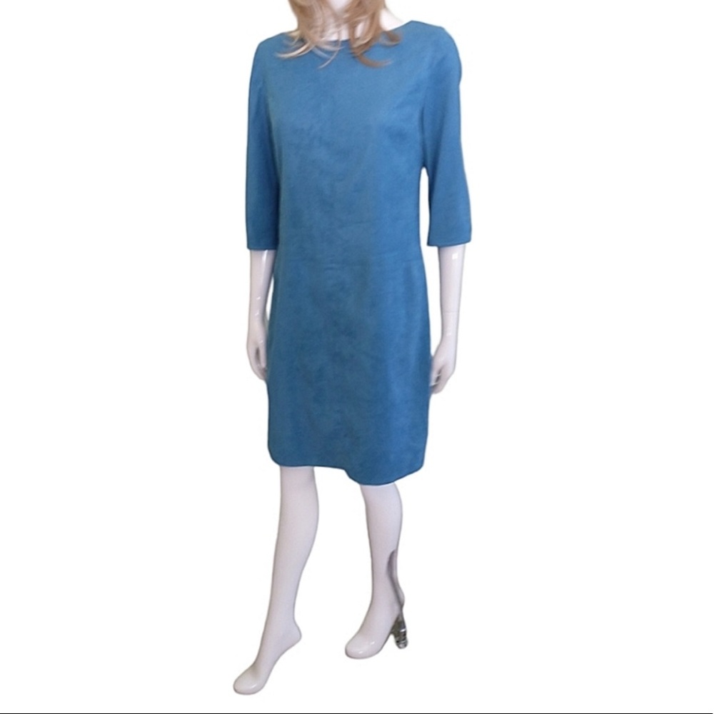 David Warren Blue Faux Suede Dress